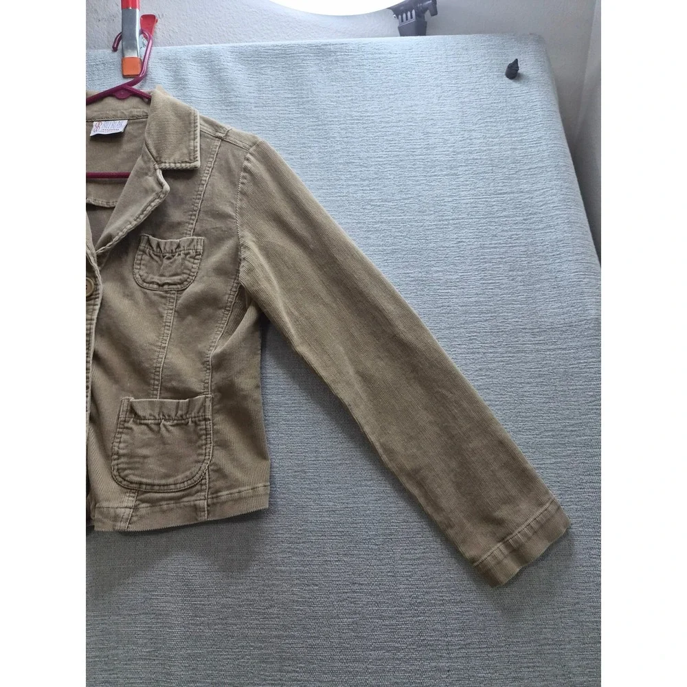 Bill Blass Corduroy Blazer Jacket Womens L Petite Brown Cotton Single Breasted